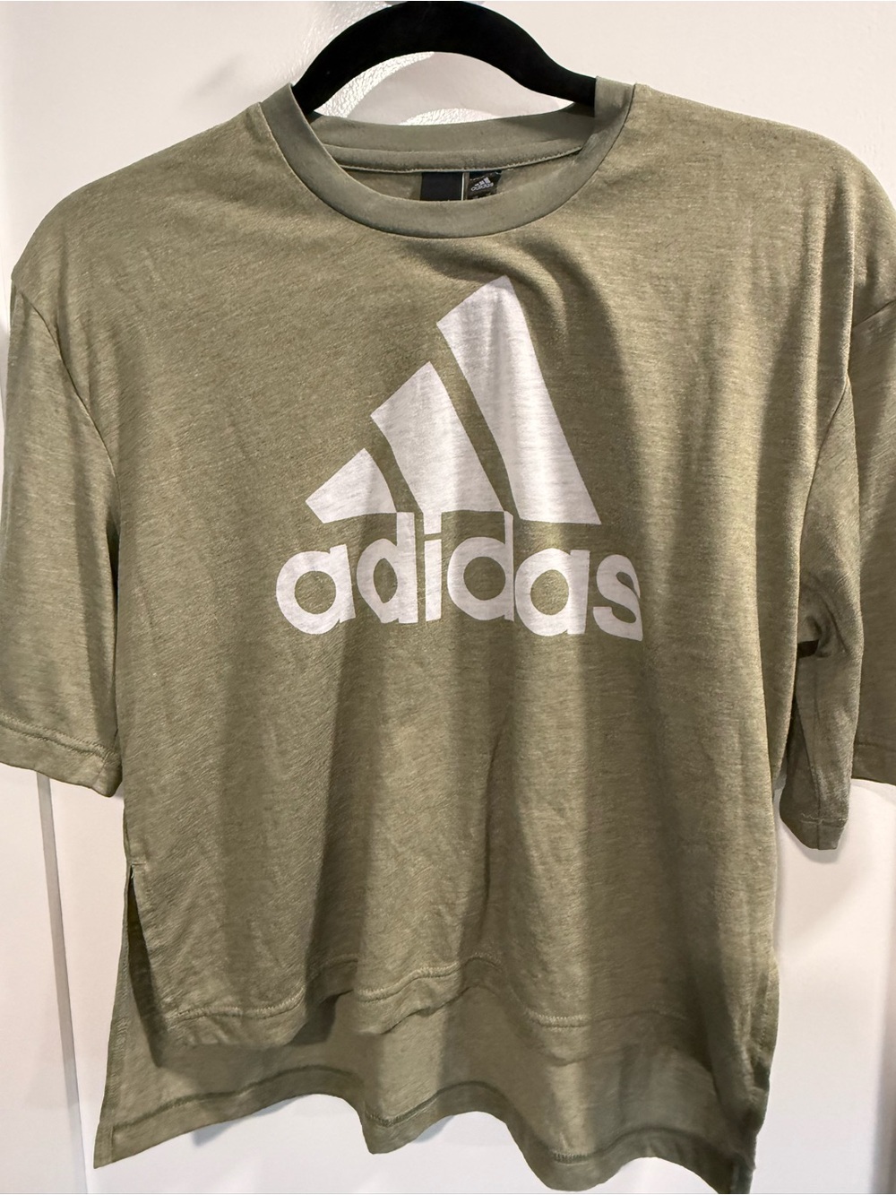 adidas Olive Green Logo Tee with Black Tag